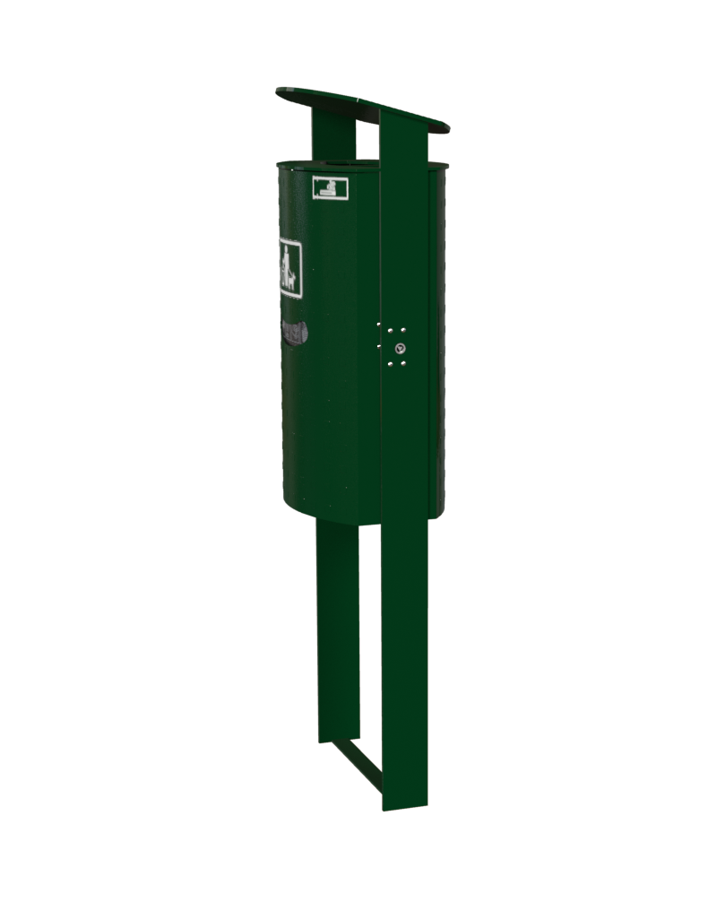 7092-86, 7092-87 Stand-Abfallbehälter mit abgeschrägter Haube in  Noppenblech-Design und integriertem Beutelspender