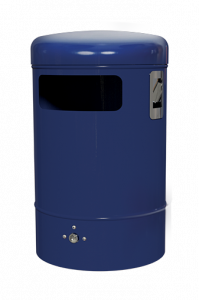 7022-10 Rund-Abfallbehälter mit Bodenentleerung mit Ascher im Chrom-Design